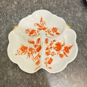 Haviland Limoges France 3 Section Divided Serving Plate Dish Gold Gilt Vintage